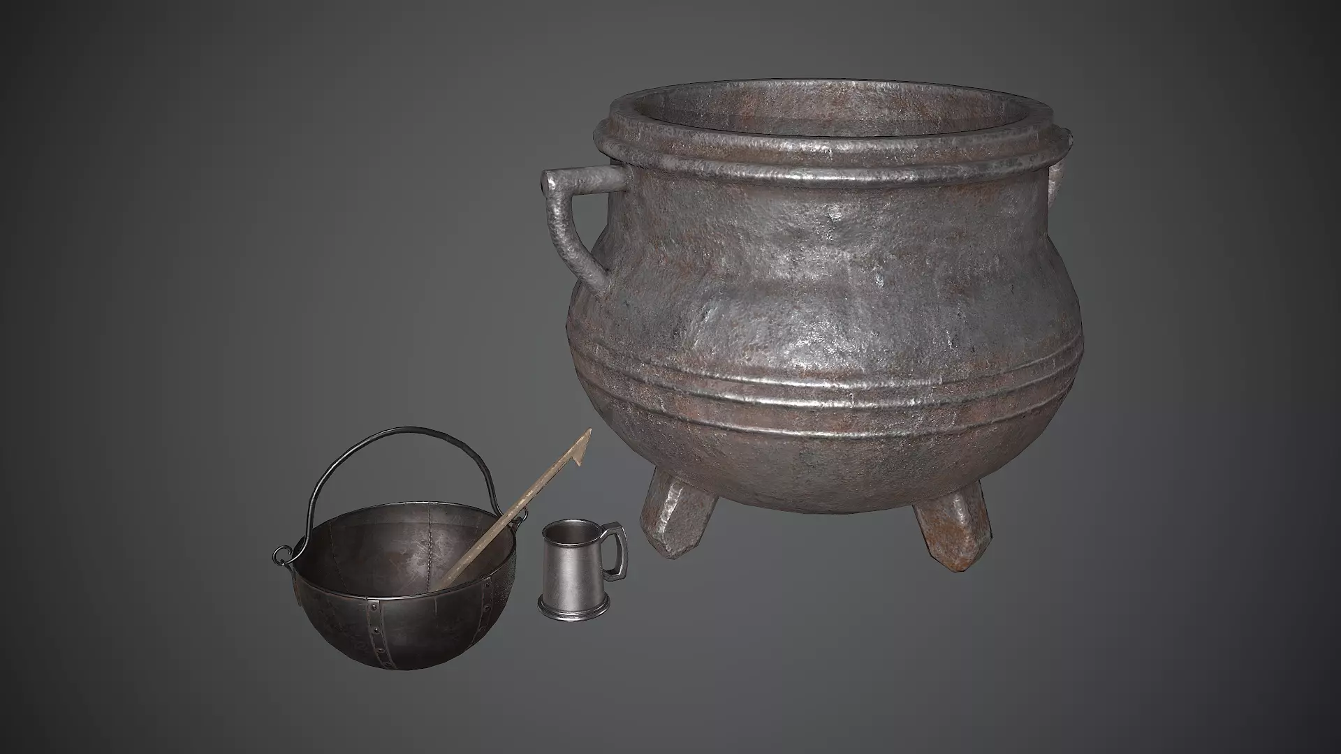 Cauldron Medieval Low-poly 3D model_0