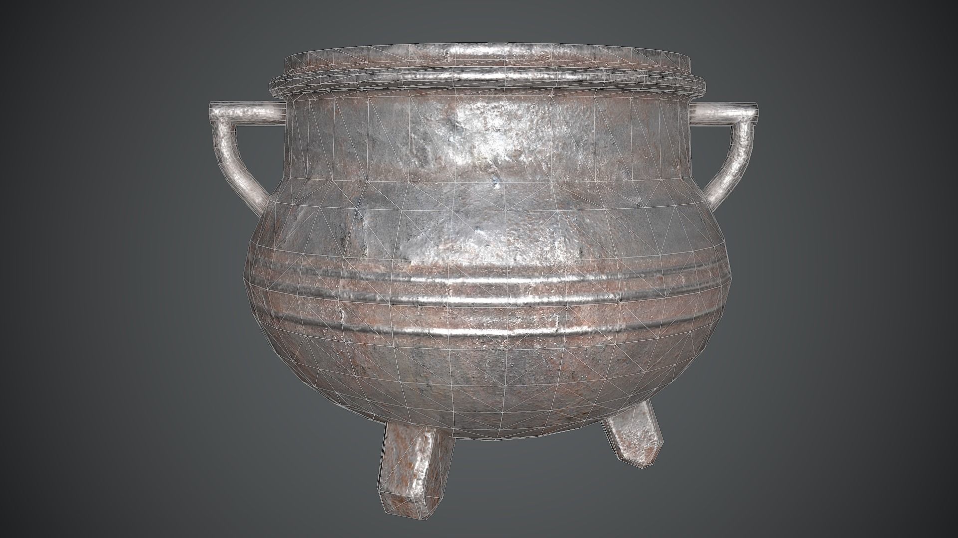 Cauldron Medieval Low-poly 3D model_7