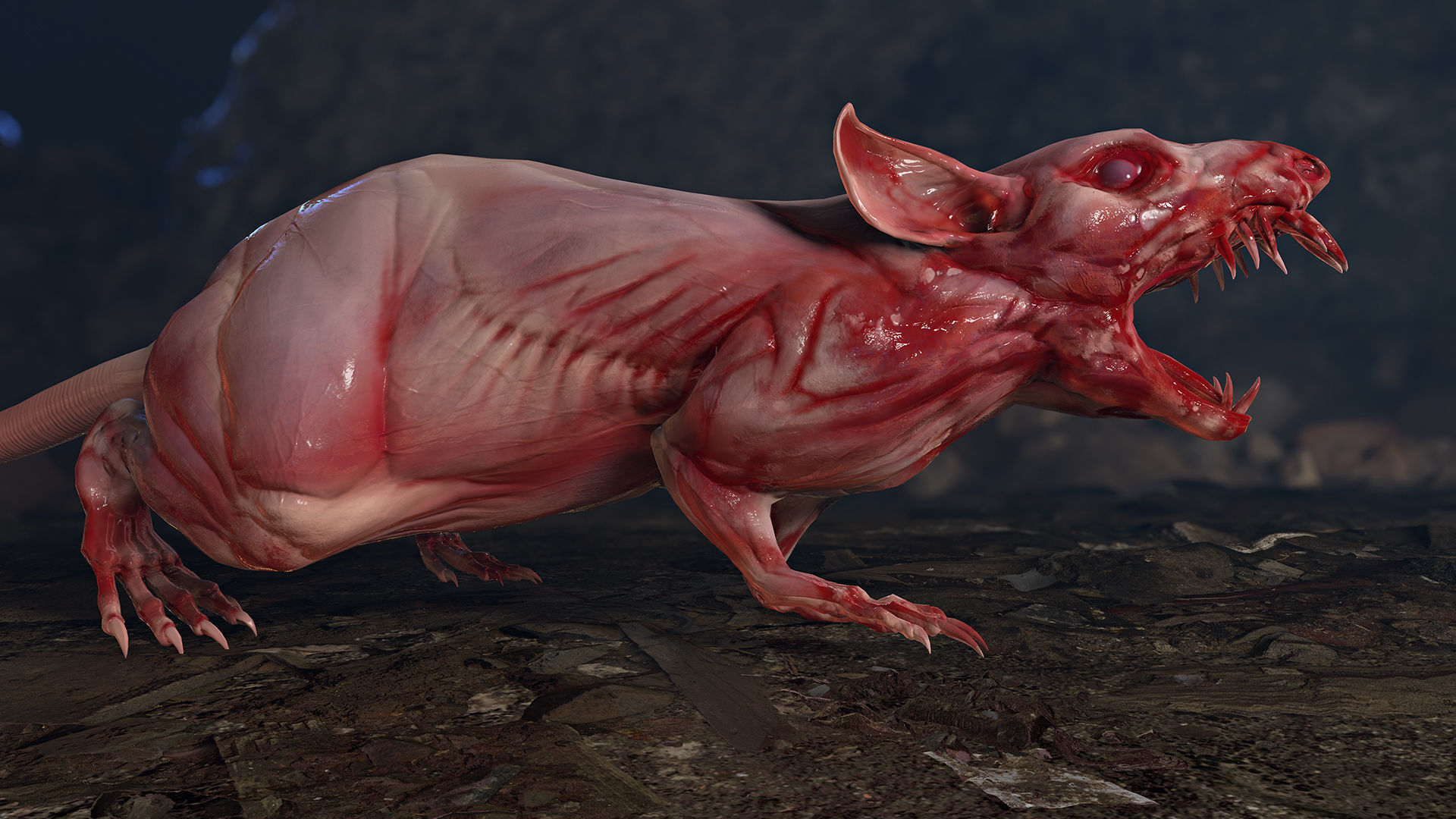 Mutant Rat Low-poly 3D model_6