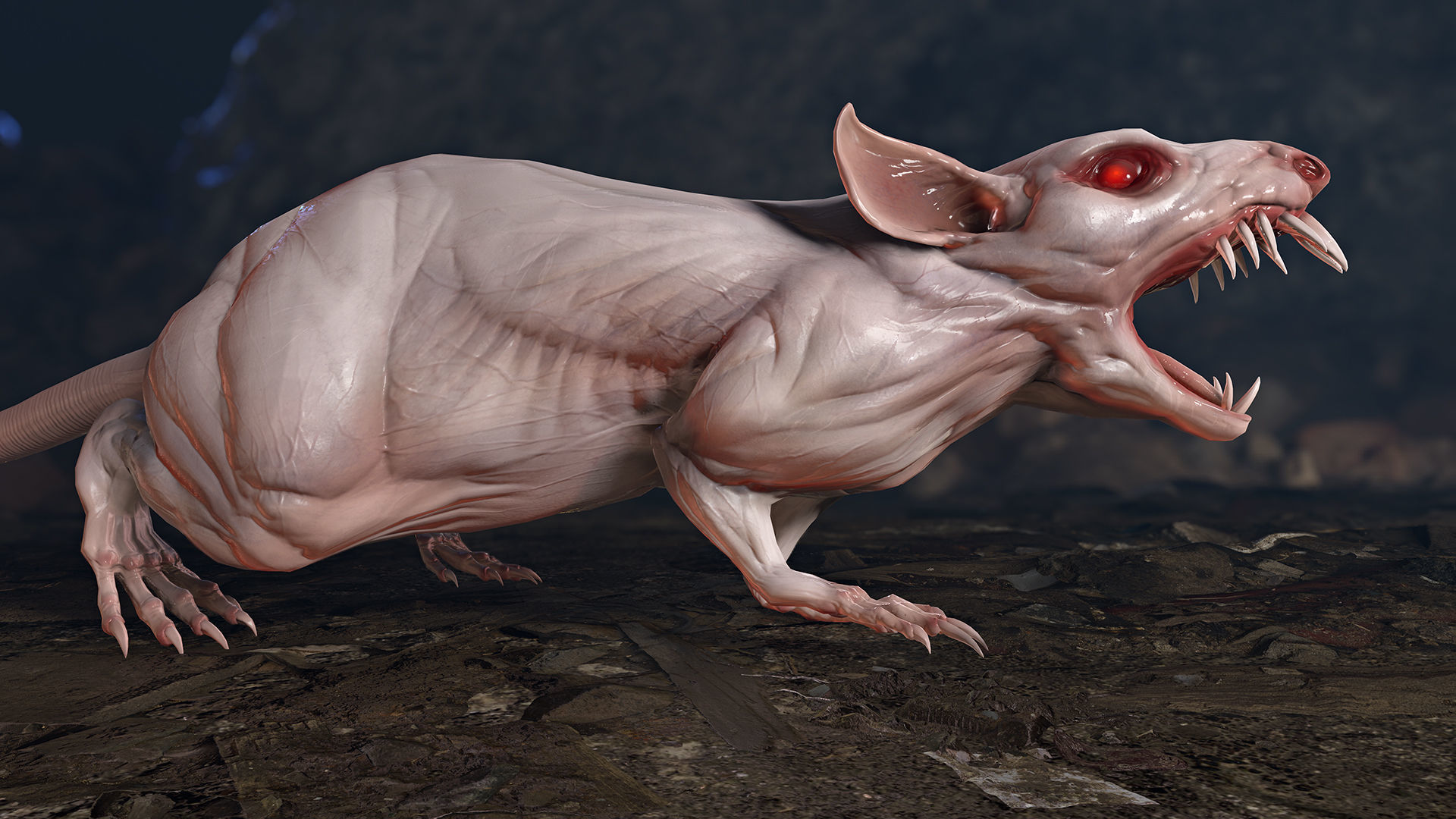 Mutant Rat Low-poly 3D model_5