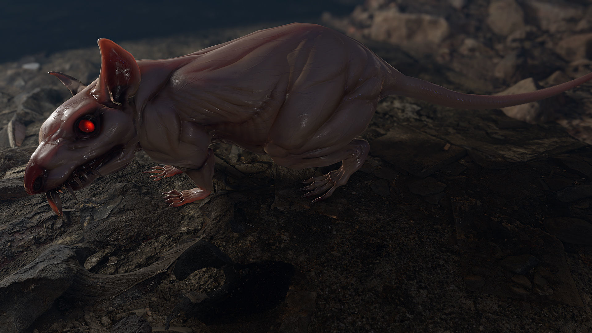 Mutant Rat Low-poly 3D model_7