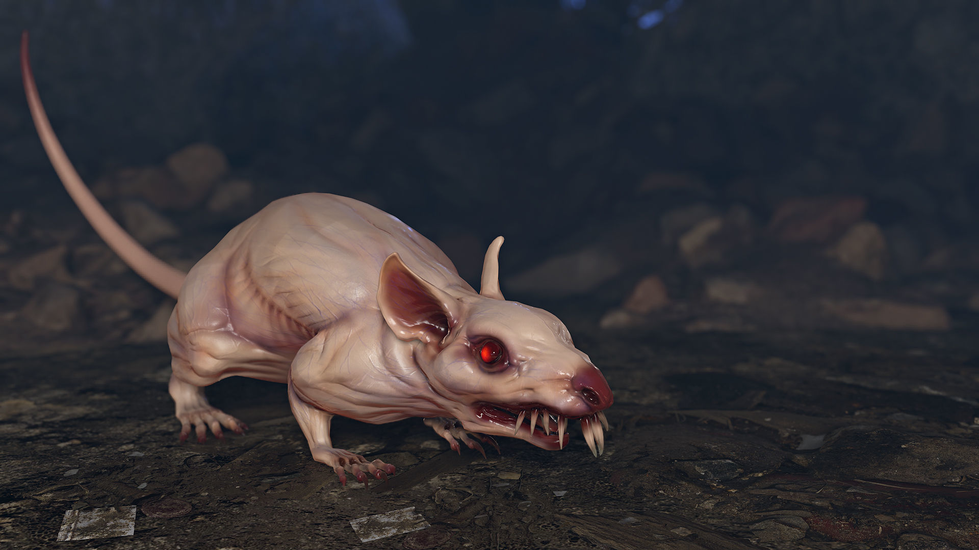 Mutant Rat Low-poly 3D model_10