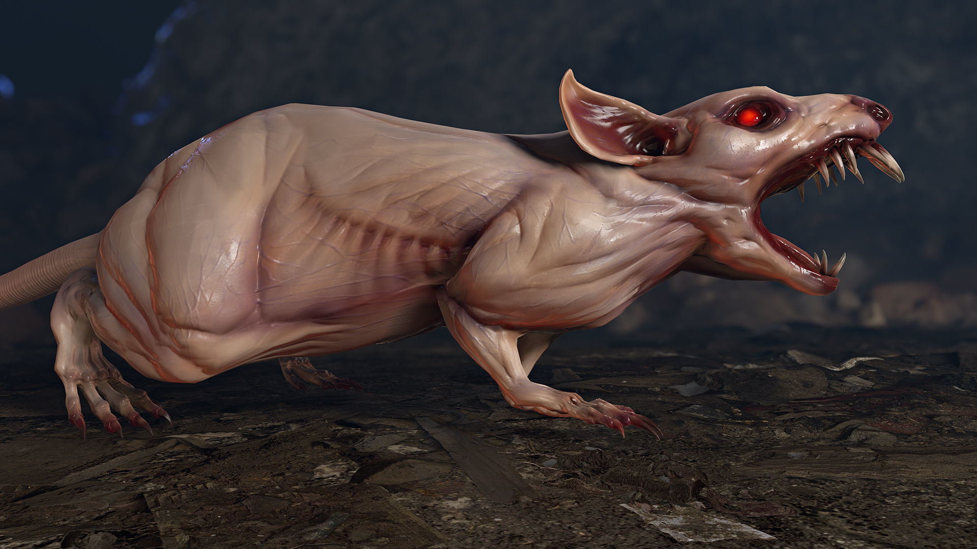 Mutant Rat Low-poly 3D model_4