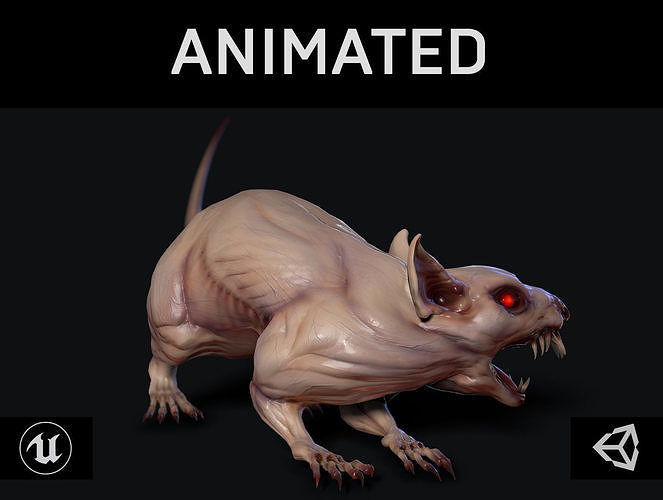 Mutant Rat Low-poly 3D model