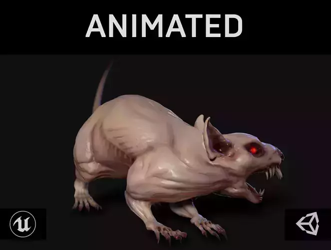 Mutant Rat Low-poly 3D model