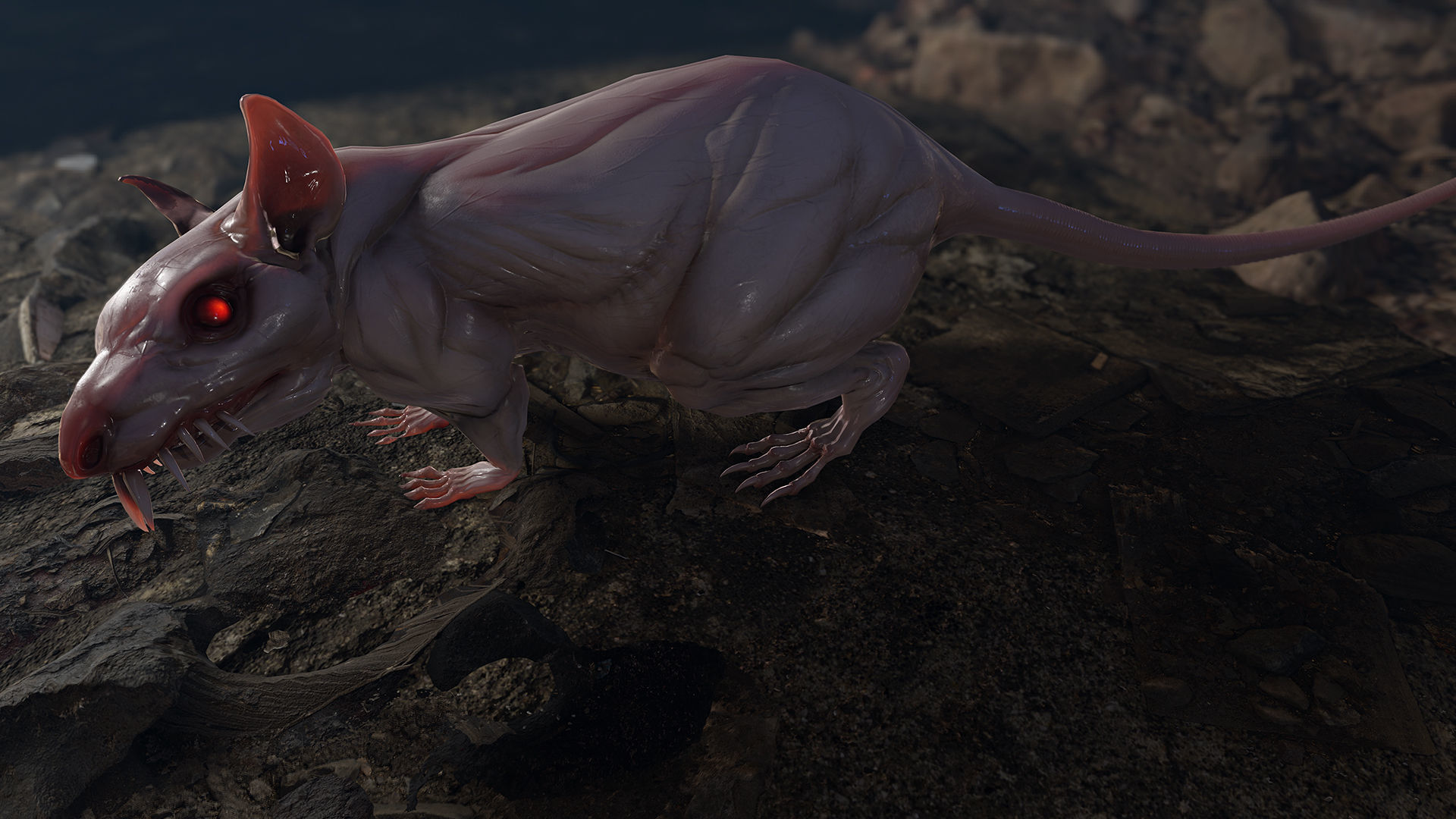 Mutant Rat Low-poly 3D model_8