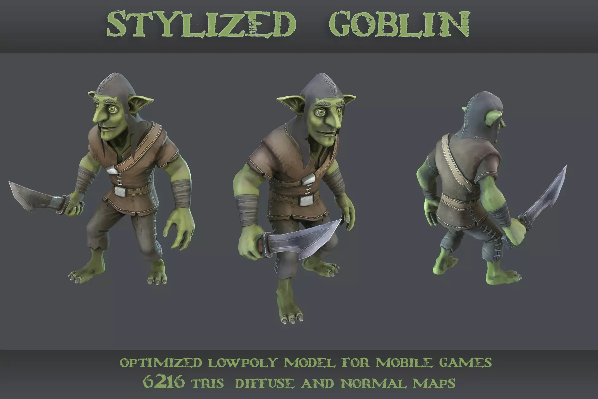 Goblin yoda Low-poly 3D model_0
