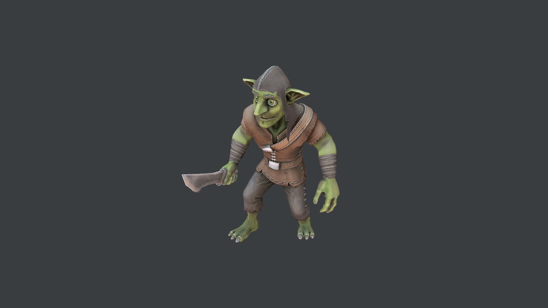 Goblin yoda Low-poly 3D model_6