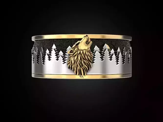 Ring wolf forest moon Many sizes 3D print model