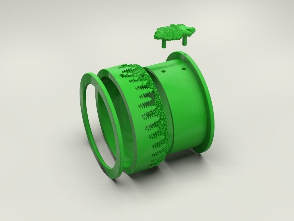 Ring wolf forest moon Many sizes 3D print model_6