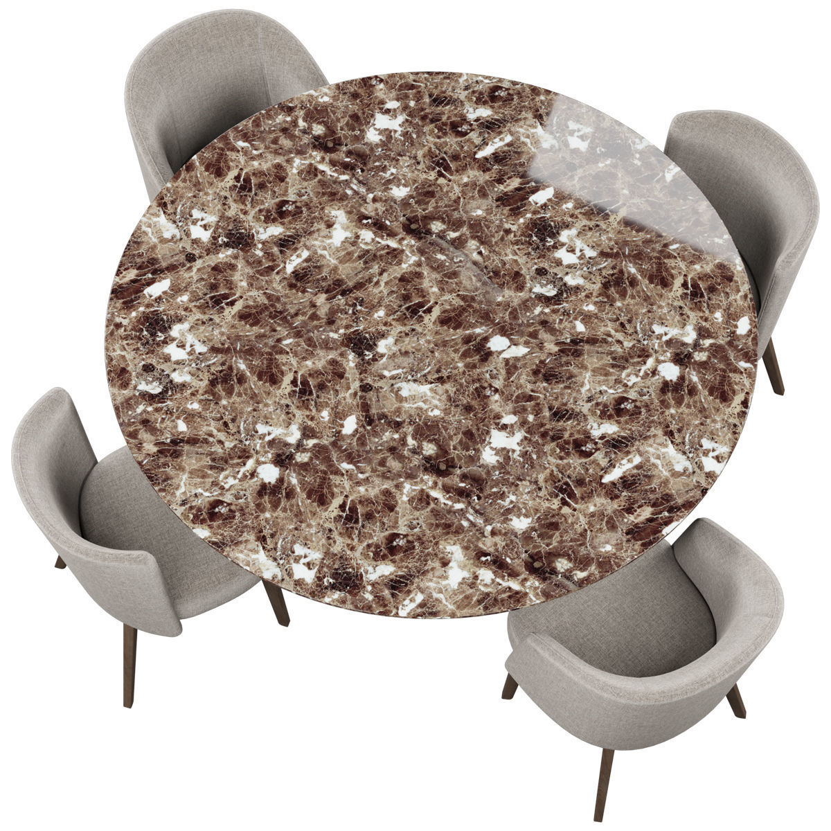 Chairs set 2 upholstered dining chair with wooden legs 3D model_36