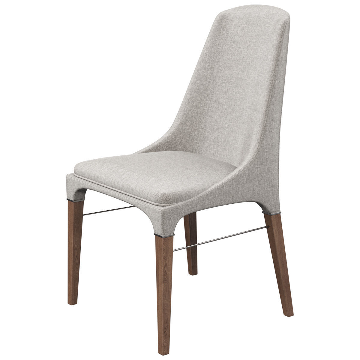 Chairs set 2 upholstered dining chair with wooden legs 3D model_7