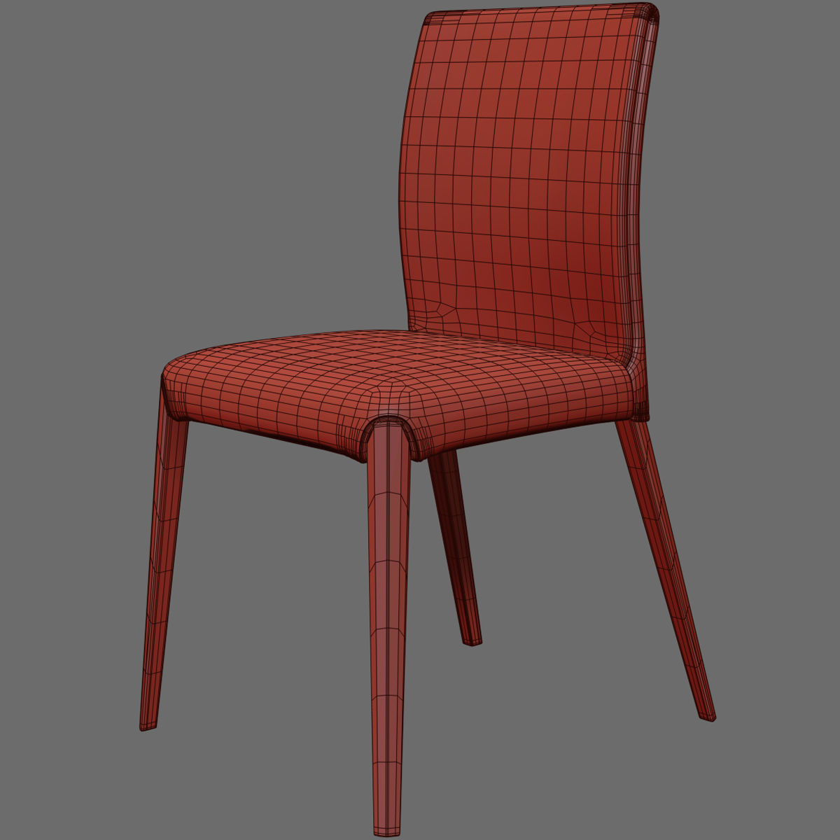 Chairs set 2 upholstered dining chair with wooden legs 3D model_6