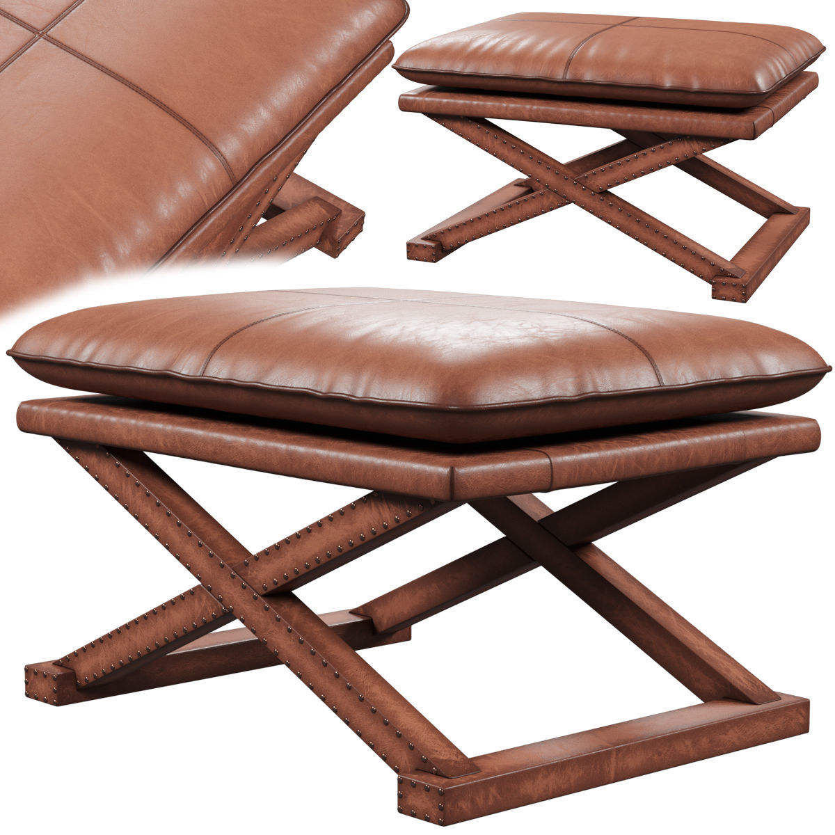 Chairs set 2 upholstered dining chair with wooden legs 3D model_16