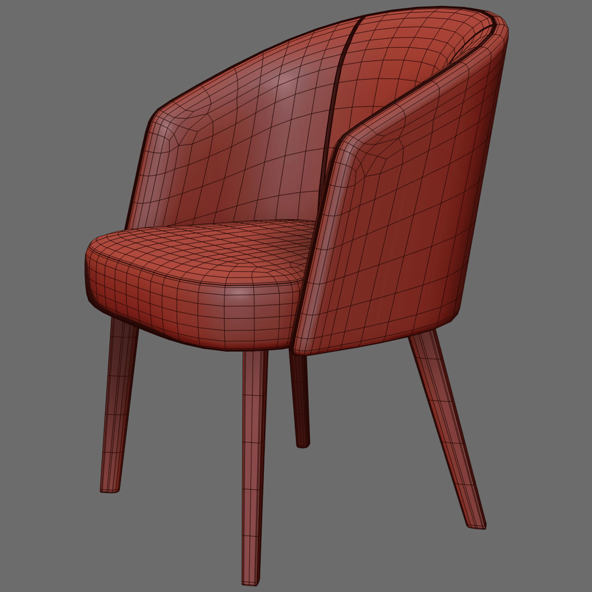 Chairs set 2 upholstered dining chair with wooden legs 3D model_35