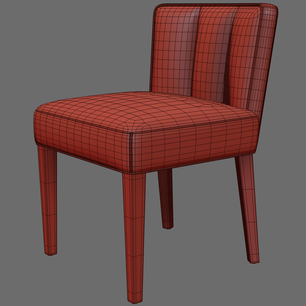 Chairs set 2 upholstered dining chair with wooden legs 3D model_23