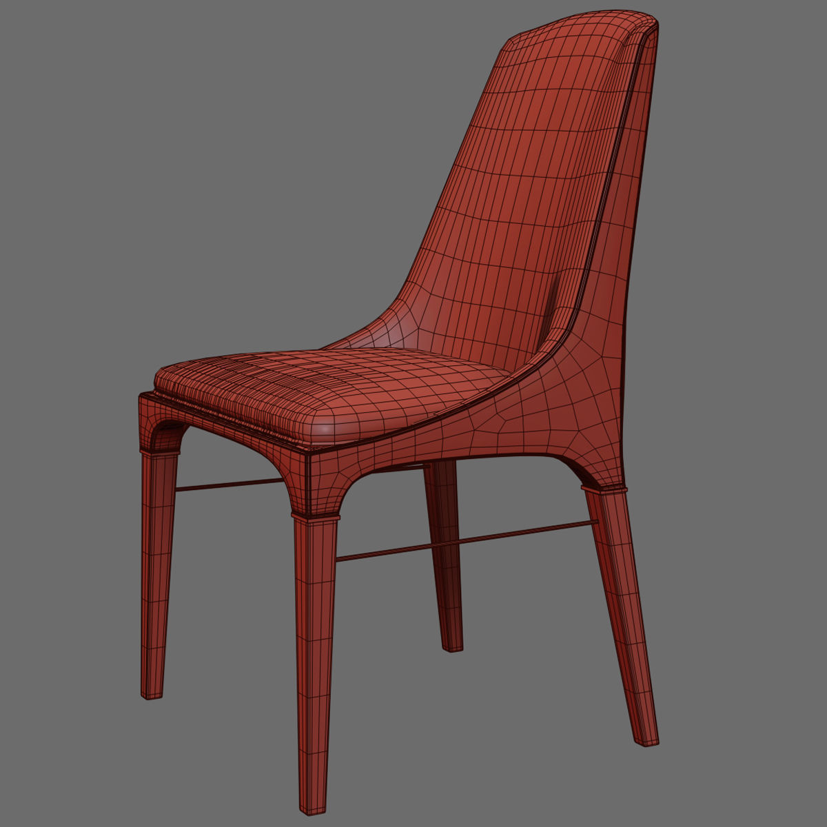 Chairs set 2 upholstered dining chair with wooden legs 3D model_9