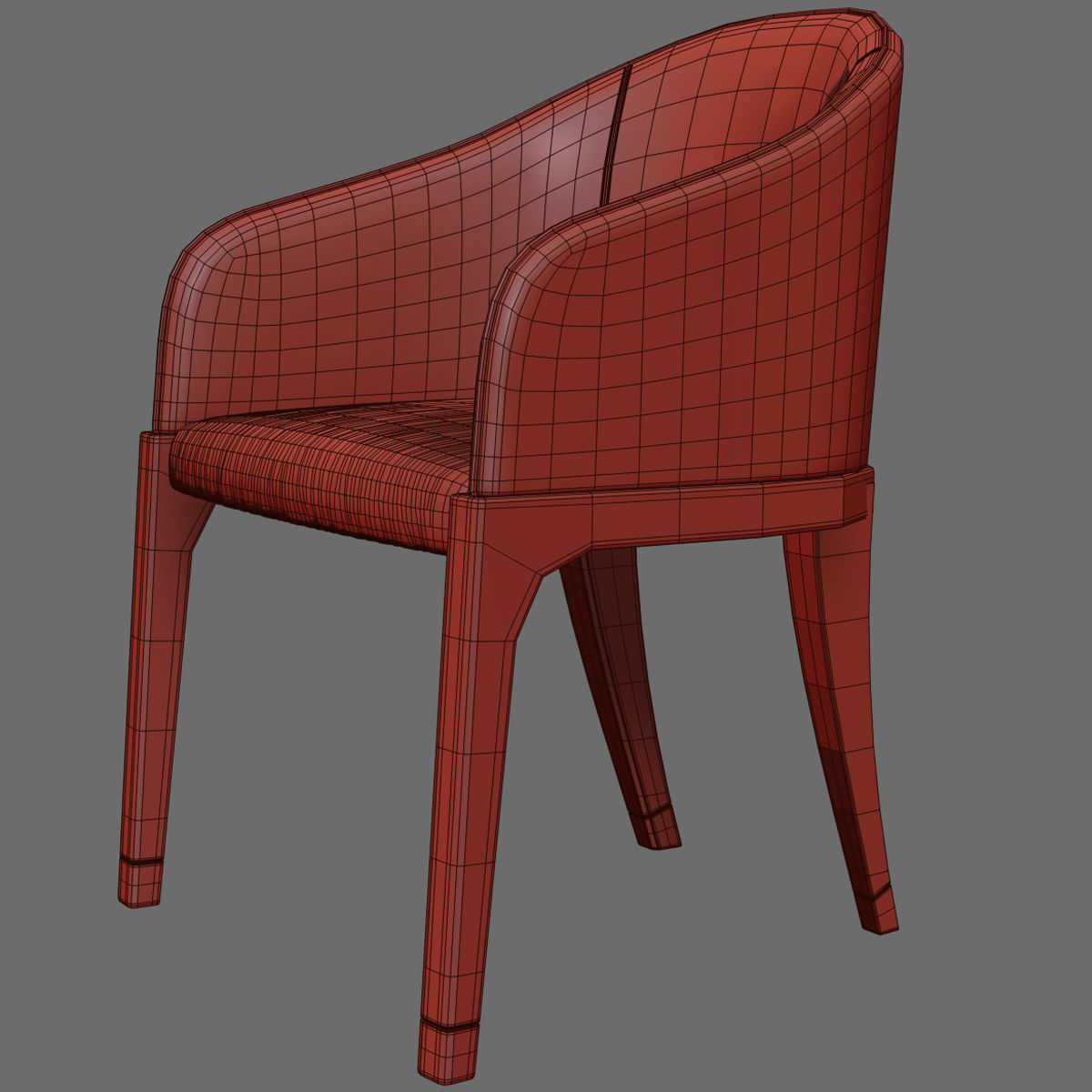 Chairs set 2 upholstered dining chair with wooden legs 3D model_39