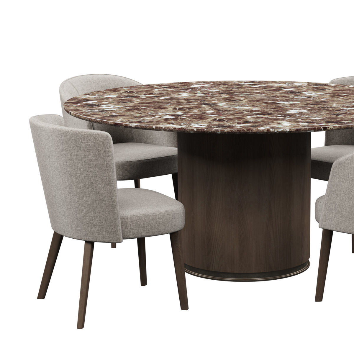 Chairs set 2 upholstered dining chair with wooden legs 3D model_32