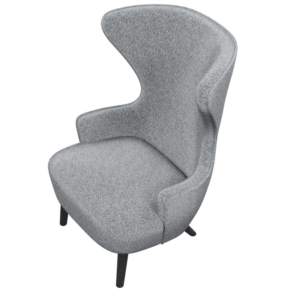 Chairs set 2 upholstered dining chair with wooden legs 3D model_46