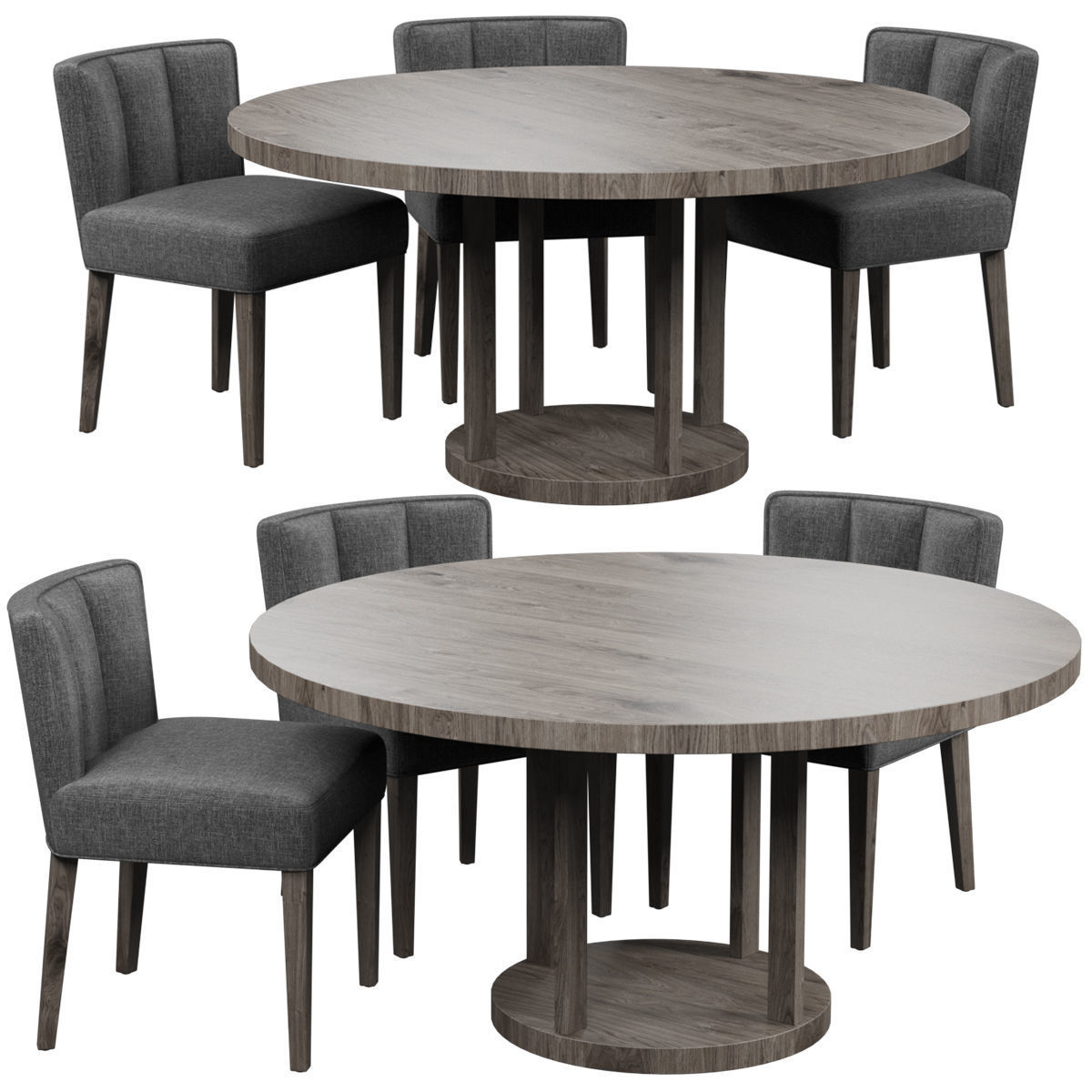 Chairs set 2 upholstered dining chair with wooden legs 3D model_24