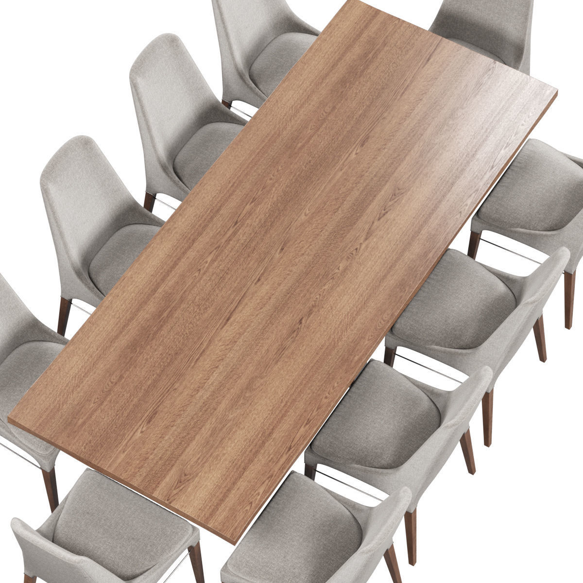 Chairs set 2 upholstered dining chair with wooden legs 3D model_11