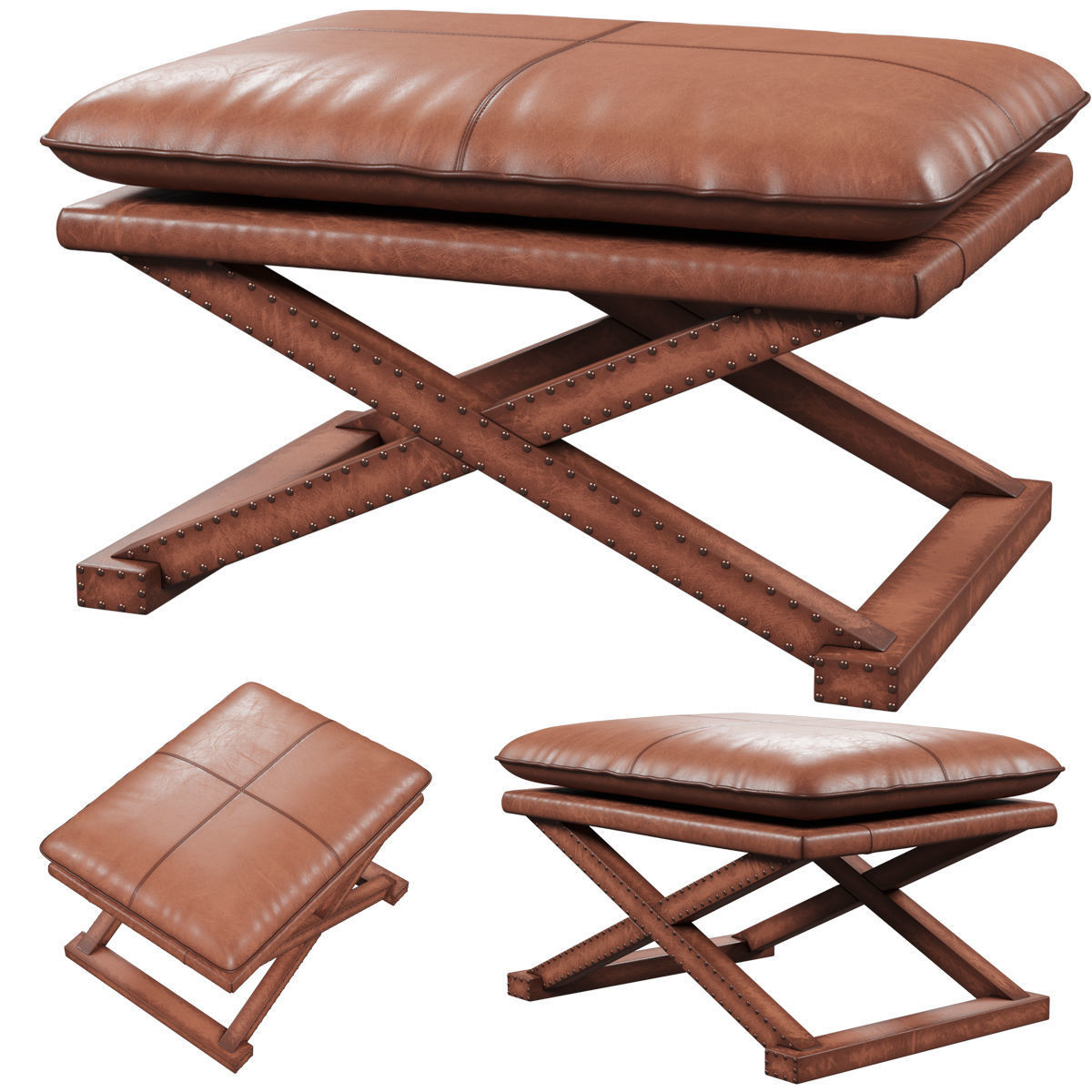 Chairs set 2 upholstered dining chair with wooden legs 3D model_15