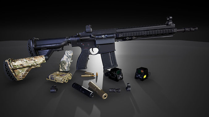 HK417 FPS PACK Low-poly 3D model