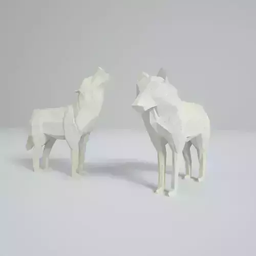 Low Poly Paper Wolves