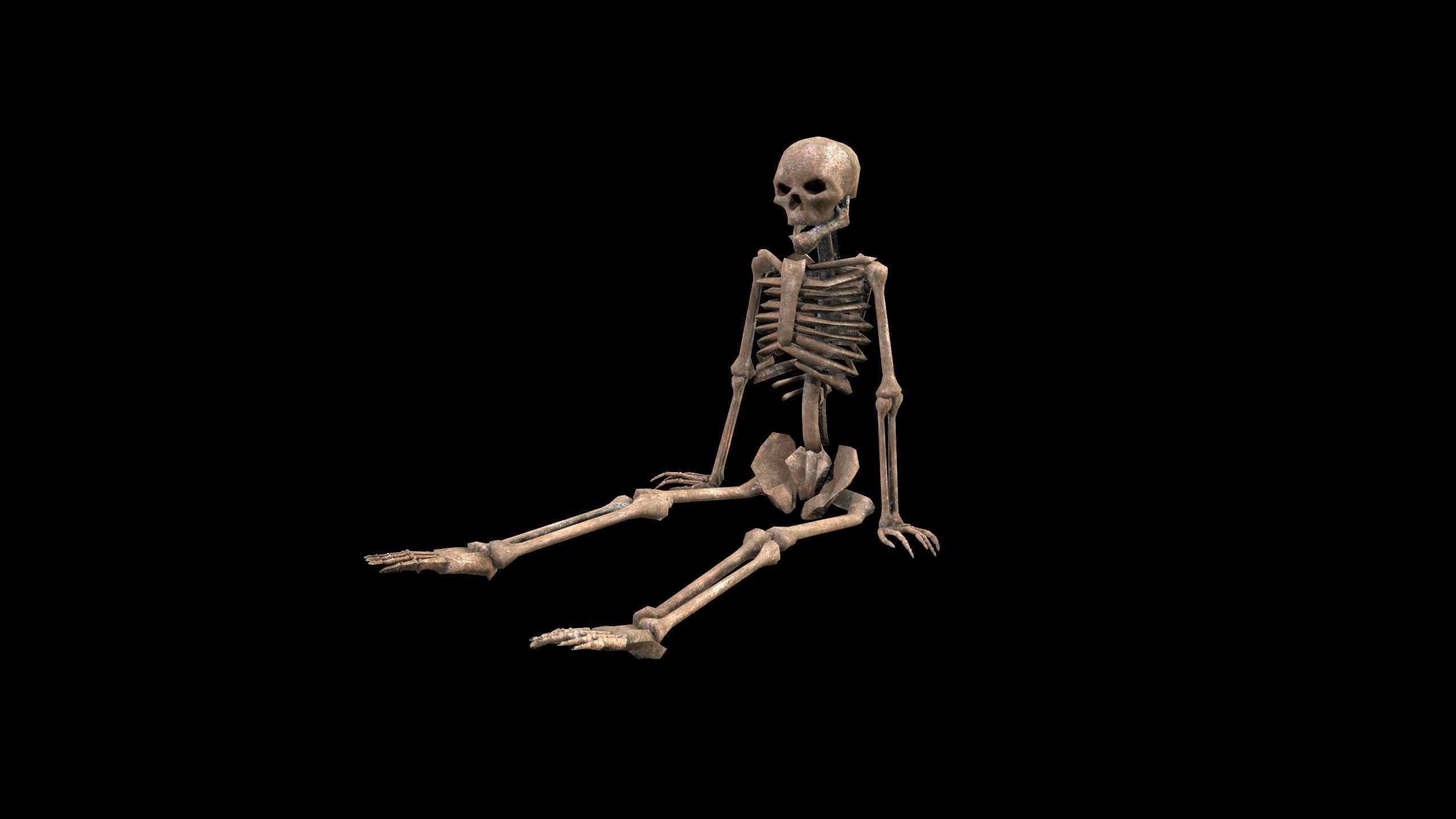 Dead Skeleton - 3 - PBR - Textured Low-poly 3D model_6