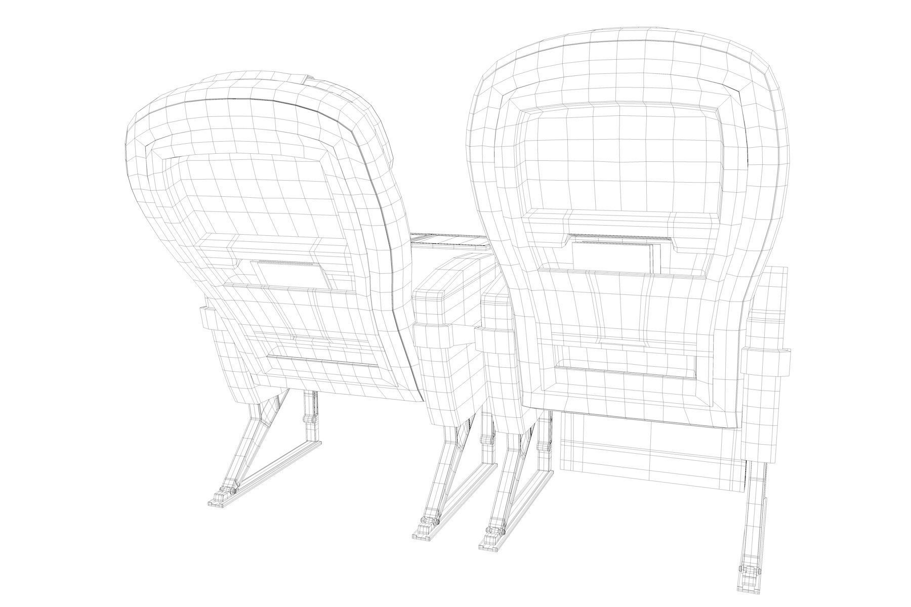 Airplane chair business class Low-poly 3D model_20