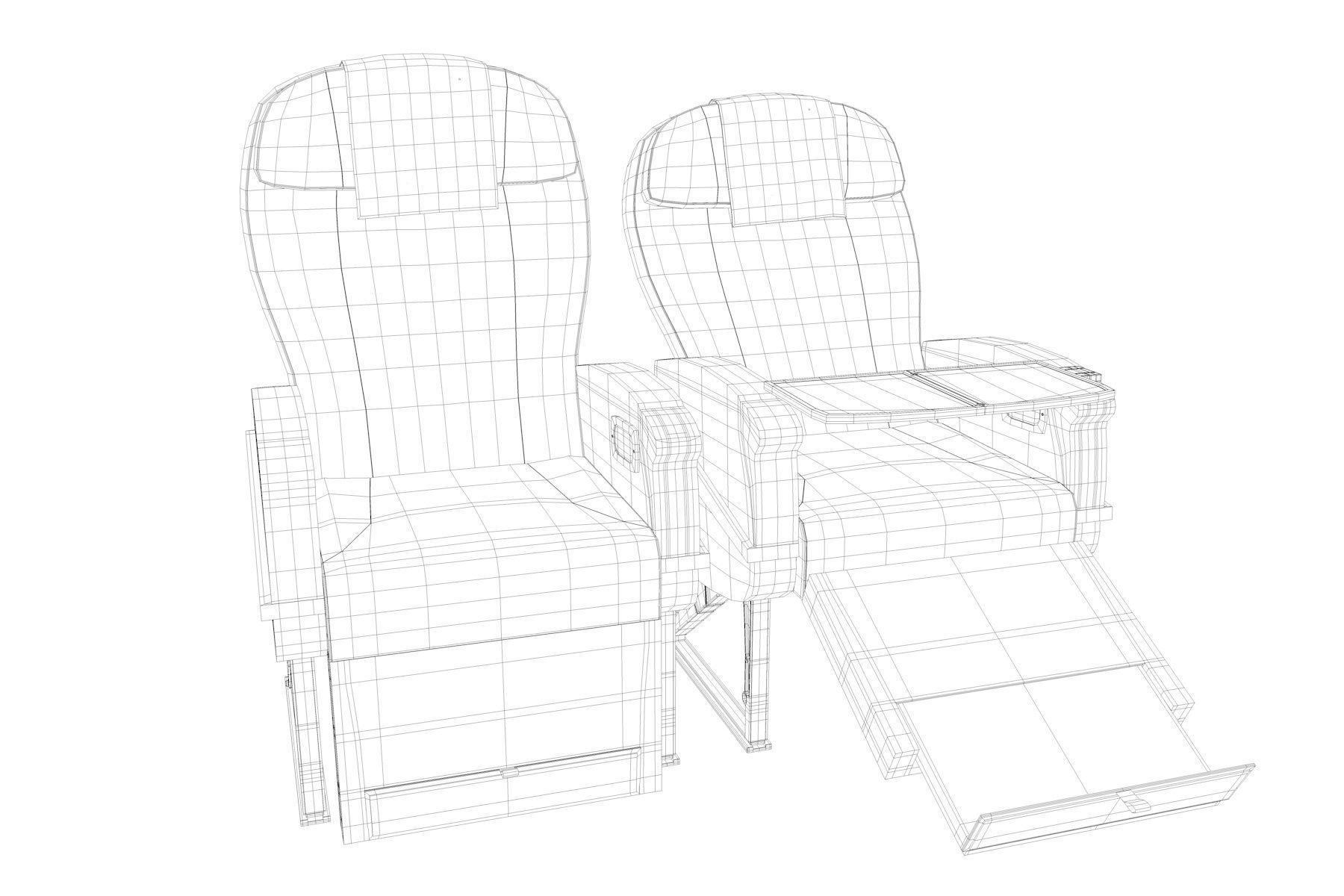 Airplane chair business class Low-poly 3D model_19