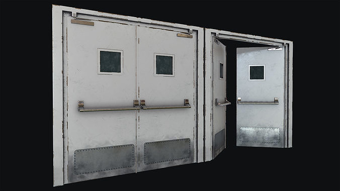 Hospital Doors Collection Low-poly 3D model