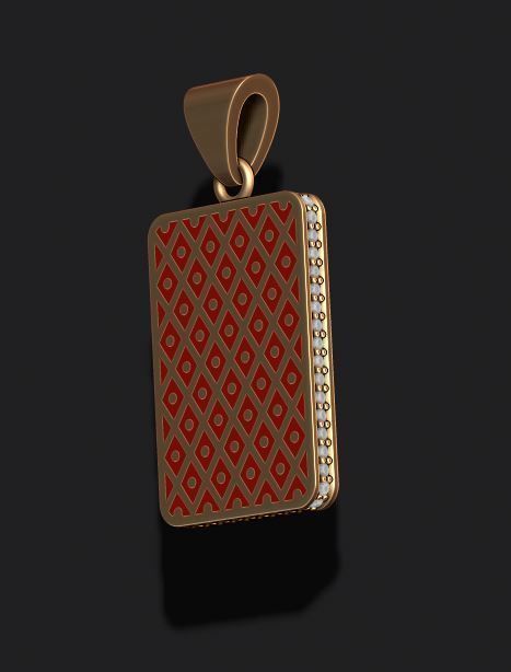 Club king playing card pendant 3D print model_6