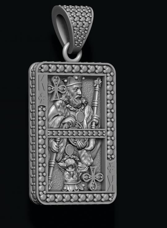 Club king playing card pendant 3D print model_17