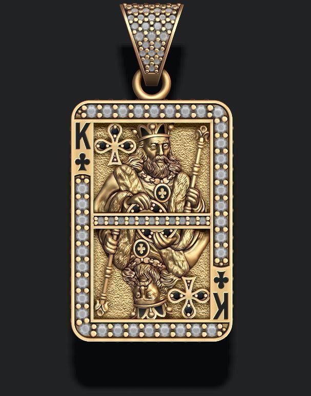 Club king playing card pendant 3D print model_3