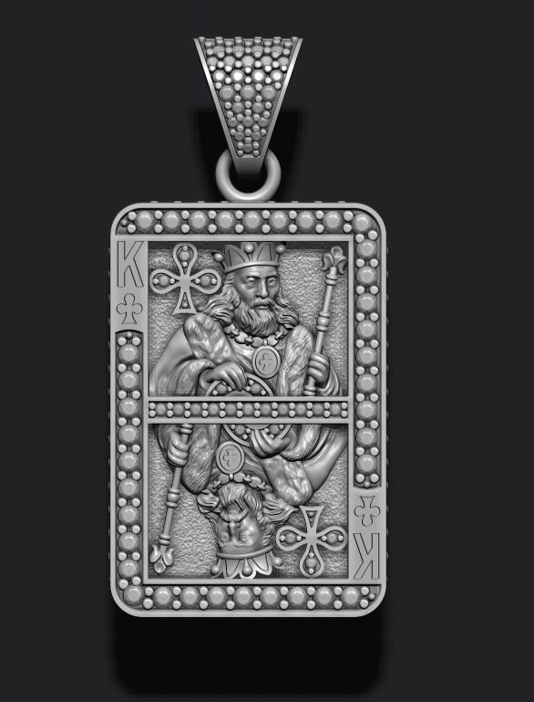 Club king playing card pendant 3D print model_14