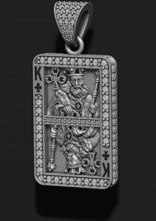 Club king playing card pendant 3D print model_11
