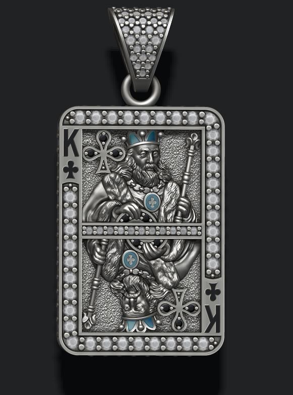 Club king playing card pendant 3D print model_1