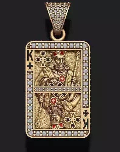 Club king playing card pendant 3D print model