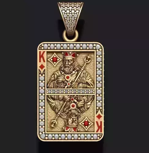 Diamond king playing card pendant 3D print model