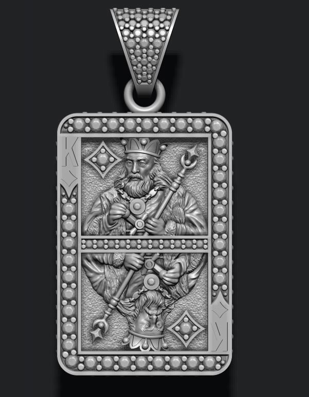 Diamond king playing card pendant 3D print model_2