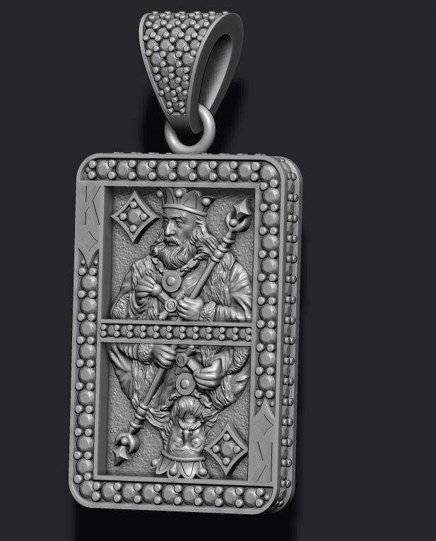 Diamond king playing card pendant 3D print model_5