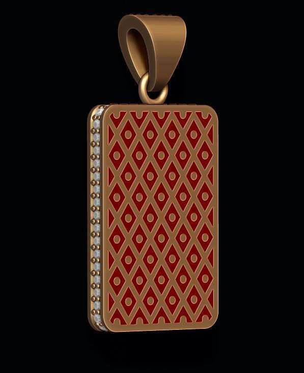 Diamond king playing card pendant 3D print model_7
