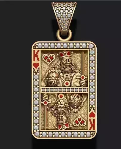 Heart king playing card pendant 3D print model