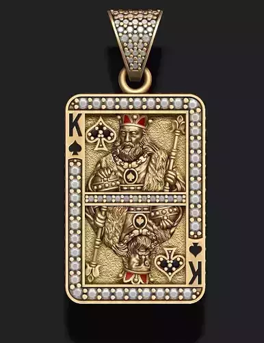 Spade king playing card pendant 3D print model