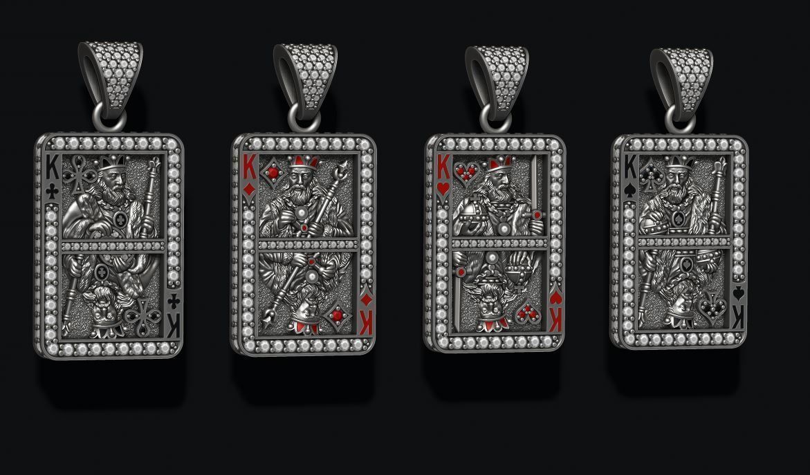 playing cards kings pack set 3D print model_2