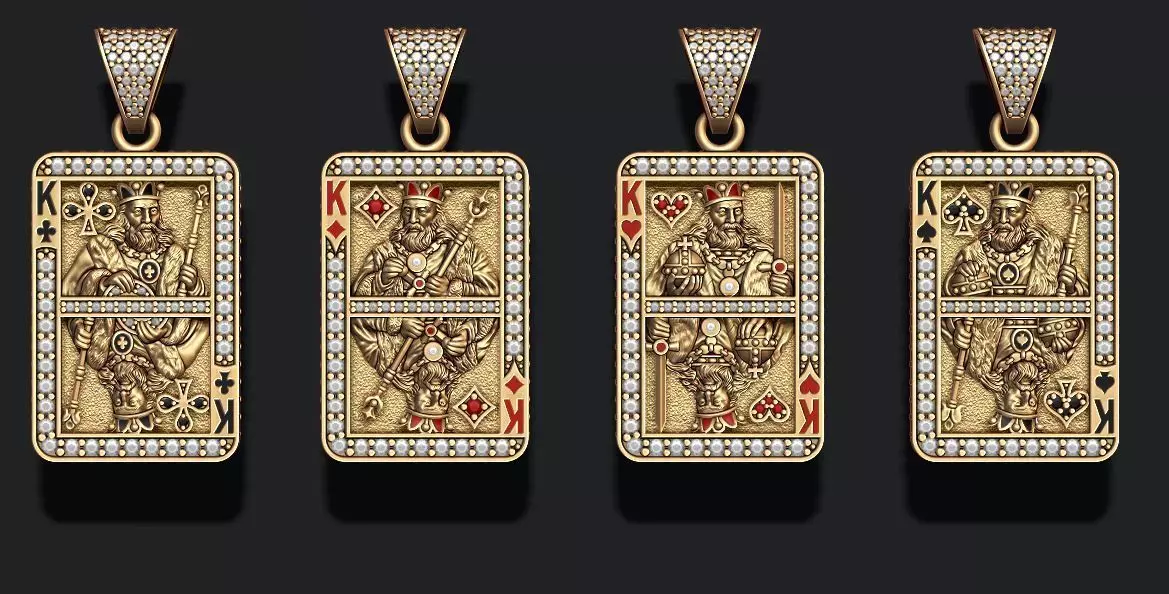 playing cards kings pack set 3D print model_0