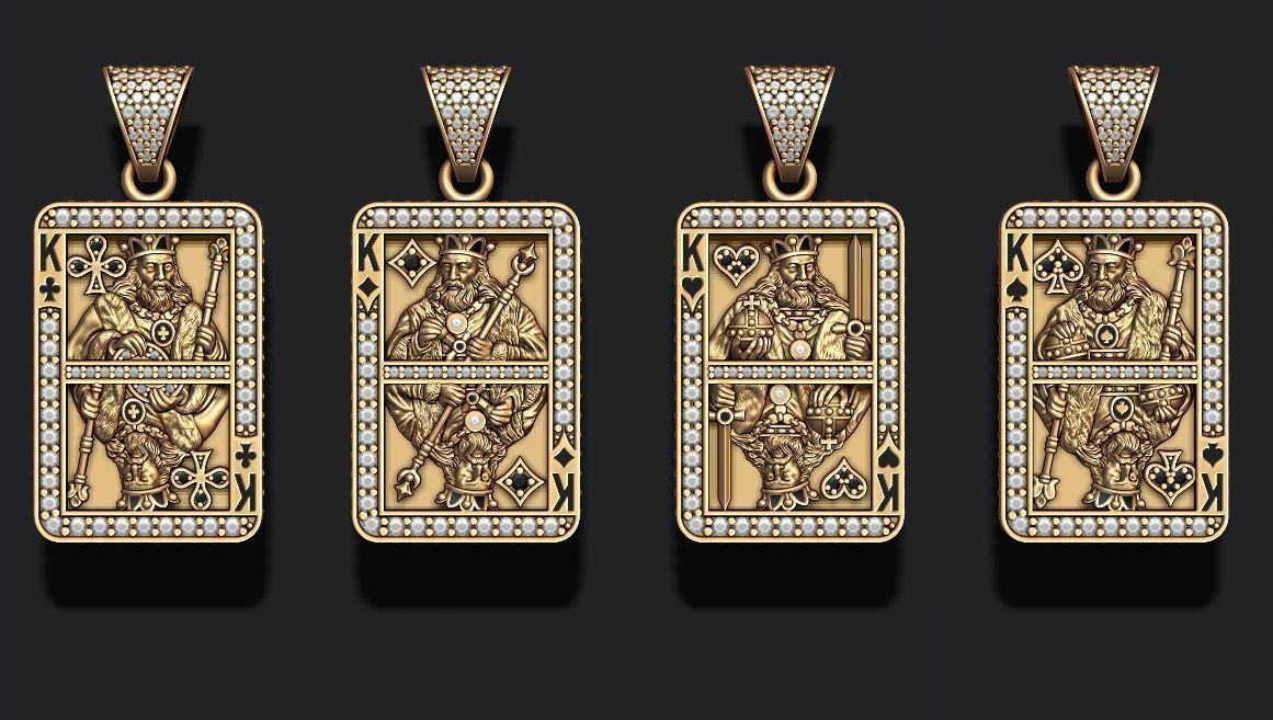 playing cards kings pack set 3D print model_4