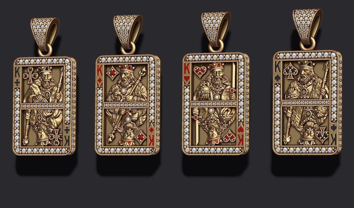 playing cards kings pack set 3D print model_1